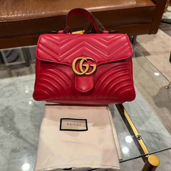 Gucci GG Marmont Small Leaather Top Handle Satchel - Picture 1 of 13